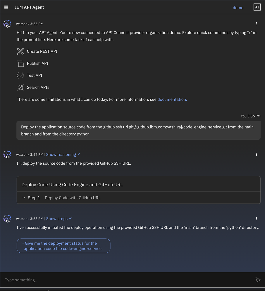 Example of deploying application source code present in GitHub repository